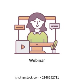 Webinar vector Filled Outline Icon Design illustration. Training Symbol on White background EPS 10 File