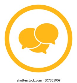Webinar vector icon. This rounded flat symbol is drawn with yellow color on a white background.