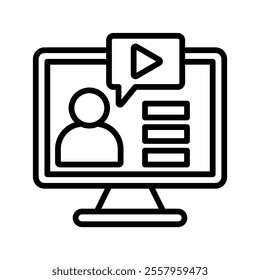 webinar Vector Lineal Icon on white background.