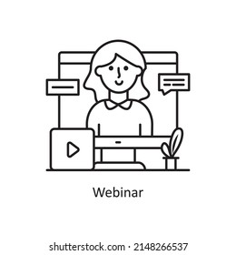 Webinar vector Outline Icon Design illustration. Training Symbol on White background EPS 10 File - Powered by Shutterstock - Get 15% off with code: PIKWIZARD15