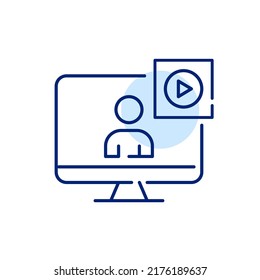Webinar video conference icon. Pixel perfect, editable stroke line art icon