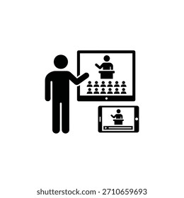 Apresentação de público virtual para webinários. Sessão de seminário on-line sobre educação. Seminário via Web Digital com Participantes.
