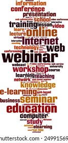 Webinar word cloud concept. Vector illustration