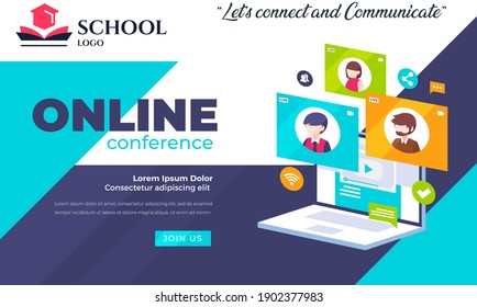 Webinar,Online Education Social Media Design for Business, Education purpose- modern simple colorful vector design template-layout-easy to edit-isometric cartoon characters-online workshop