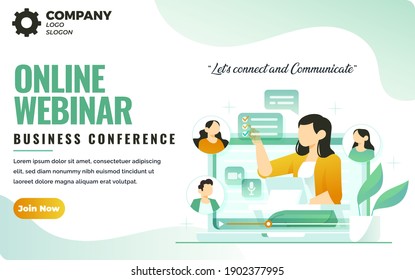 Webinar,Online Education Social Media Design for Business, Education purpose- modern simple colorful vector design template-layout-easy to edit-isometric cartoon characters-online workshop