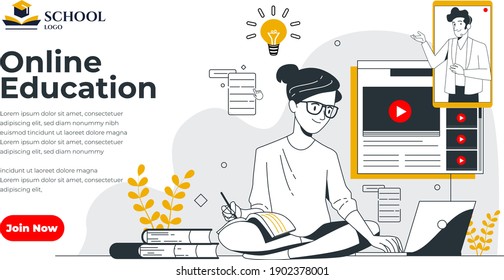 Webinar,Online Education Social Media Design for Business, Education purpose- modern simple colorful vector design template-layout-easy to edit-isometric cartoon characters-online workshop
