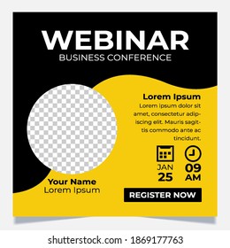 Webinars invite template. Banner live webinar promotion for social media.
