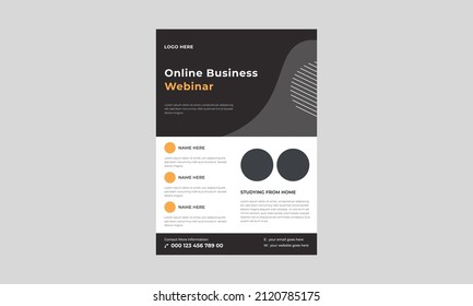Webinars invite template. Banner live webinar promotion for flyer, creative webinar and other online seminars, Webinar Flyer design template for Online Education.