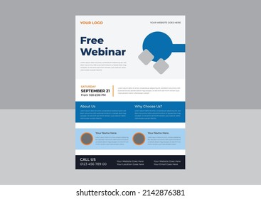 Webinars invite template. Banner live webinar promotion for flyer, Business Steps Conference live webinar banner invitation flyer, Webinars invite template.