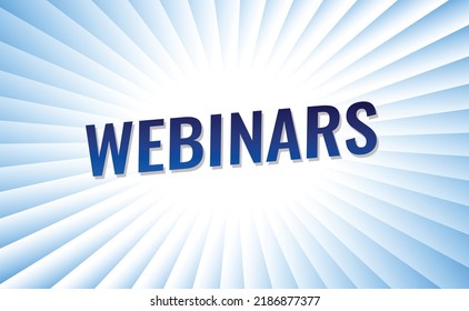 webinars word vector ilustración azul 3d estilo para la página de inicio de los medios sociales, plantilla, ui, web, aplicación móvil, afiche, banner, volante, fondo, tarjeta de regalo, cupón, etiqueta, fondo de pantalla