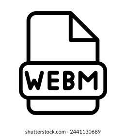 Webm File Icon. Type Files Sign outline symbol Design, Icons Format Type Data. Vector Illustration.
