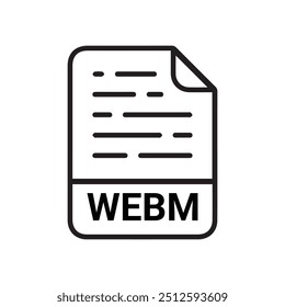 WEBM icon, WEBM outline vector icon. Thin line black WEBM icon, flat vector simple element illustration from editable big data concept isolated on white background