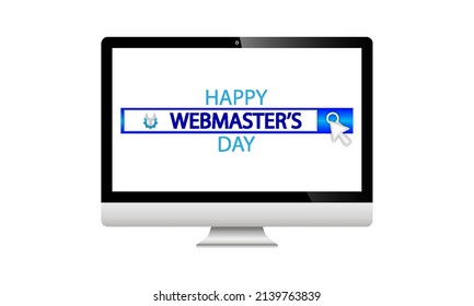Webmasters day computer monitor, vector art illustration.