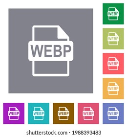 Formato de archivo WEBP iconos planos en fondo cuadrado de color sencillo