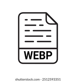 WEBP icon, WEBP outline vector icon. Thin line black WEBP icon, flat vector simple element illustration from editable big data concept isolated on white background