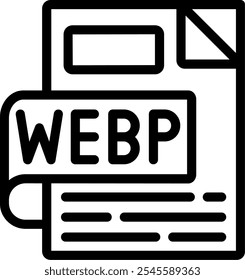 Design de vetor de ícone de linha WEBP