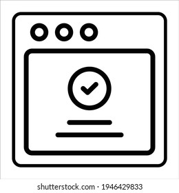 webpage, approved line icon modern illustration