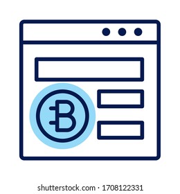 Webseite mit bitecin crypto Currency Line Vektorillustration Design
