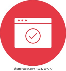 Webpage, browser, check, done icon vector image. Can also be used for Webpages. Suitable for use on web apps, mobile apps and print media.