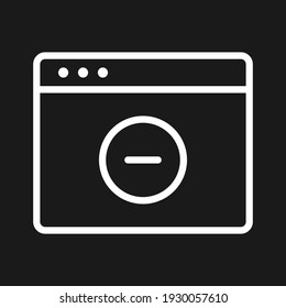 Webpage, browser, remove icon vector image. Can also be used for Webpages. Suitable for use on web apps, mobile apps and print media.