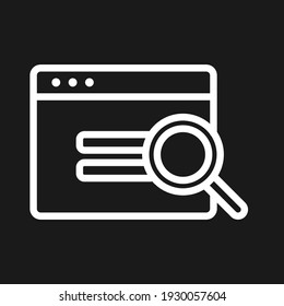 Webpage, browser, search icon vector image. Can also be used for Webpages. Suitable for use on web apps, mobile apps and print media.
