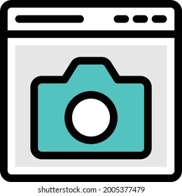 webpage camera vector line colour icon