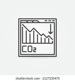 Webseite mit CO2-Kohlendioxiddiagramm oder Graph-Vektorsymbol oder Zeichen im Rahmenstil 