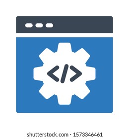 webpage coding vector glyph color icon 