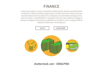 Webpage design concept for finance, marketing, venture investment, financial management. Template for website banners, newsletters and landing pages.