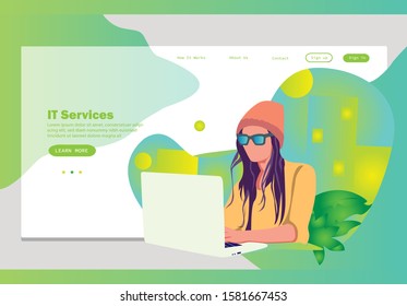 webpage design templates for services, digital enhancements, landing page technology services. Modern vector illustration concepts for website and mobile website development.