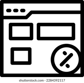 webpage discount Vector illustration on a transparent background.Premium quality symbols.Thin line vector icon for concept and graphic design.