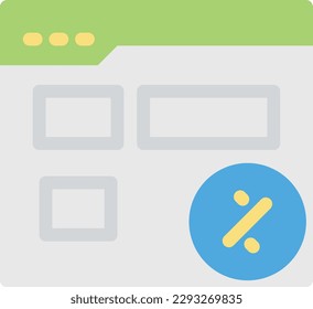webpage discount Vector illustration on a transparent background.Premium quality symbols. Line Color vector icon for concept and graphic design.