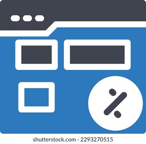 webpage  discount Vector illustration on a transparent background.Premium quality symbols.Glyphs vector icon for concept and graphic design.