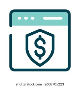 A webpage with a dollar, representing secure online transactions