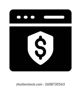 A webpage with a dollar, representing secure online transactions