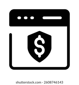 A webpage with a dollar, representing secure online transactions