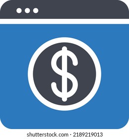 webpage dollar Vector illustration on a transparent background.Premium quality symbols.Glyphs vector icon for concept and graphic design.
