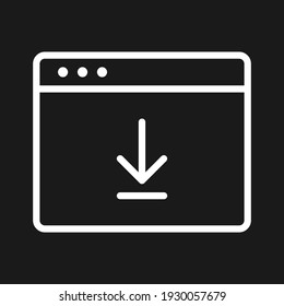 Webpage, download, arrow icon vector image. Can also be used for Webpages. Suitable for use on web apps, mobile apps and print media.