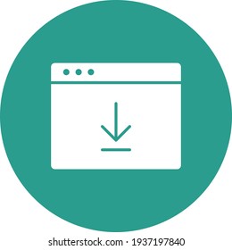 Webpage, download, arrow icon vector image. Can also be used for Webpages. Suitable for use on web apps, mobile apps and print media.