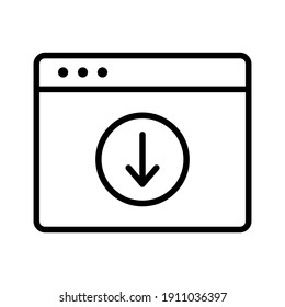 Webseite, Download, Browser-Symbol Vektorbild. Kann auch für die Informationstechnologie verwendet werden. Geeignet für den Einsatz in Web-Apps, mobilen Apps und Printmedien.