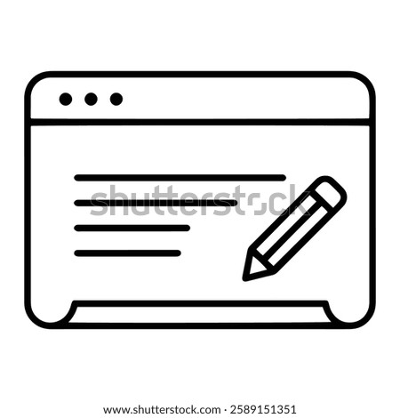 Webpage Edit Mode Icon Representing Website Editing, Content Management, and Development