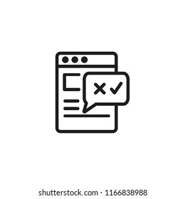 Webpage With Electronic Agreement Line Icon. Software License Agreement, Electronic Form, Online Deal. Survey Concept. Vector Illustration Can Be Used For Topics Like Applications, Business, Internet