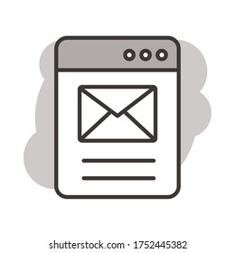 webpage with envelope mail line style vector illustration design