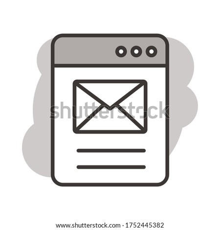 webpage with envelope mail line style vector illustration design