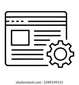 Webpage Gear Icon Representing Website Settings, Configuration, and Optimization