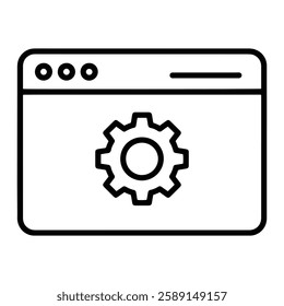 Webpage Gear Icon Showing Website Management, Digital Optimization, and System Settings