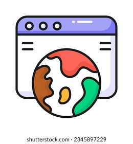 Webseite mit Globus mit globalem Webseitenkonzept, Vektorgrafik