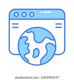 Webseite mit Globus mit globalem Webseitenkonzept, Vektorgrafik