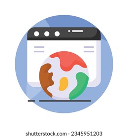 Webpage with globe showing global website concept vector