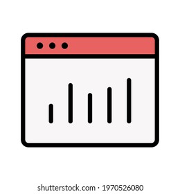 Webpage, graph, growth icon vector image. Can also be used for Webpages. Suitable for use on web apps, mobile apps and print media.